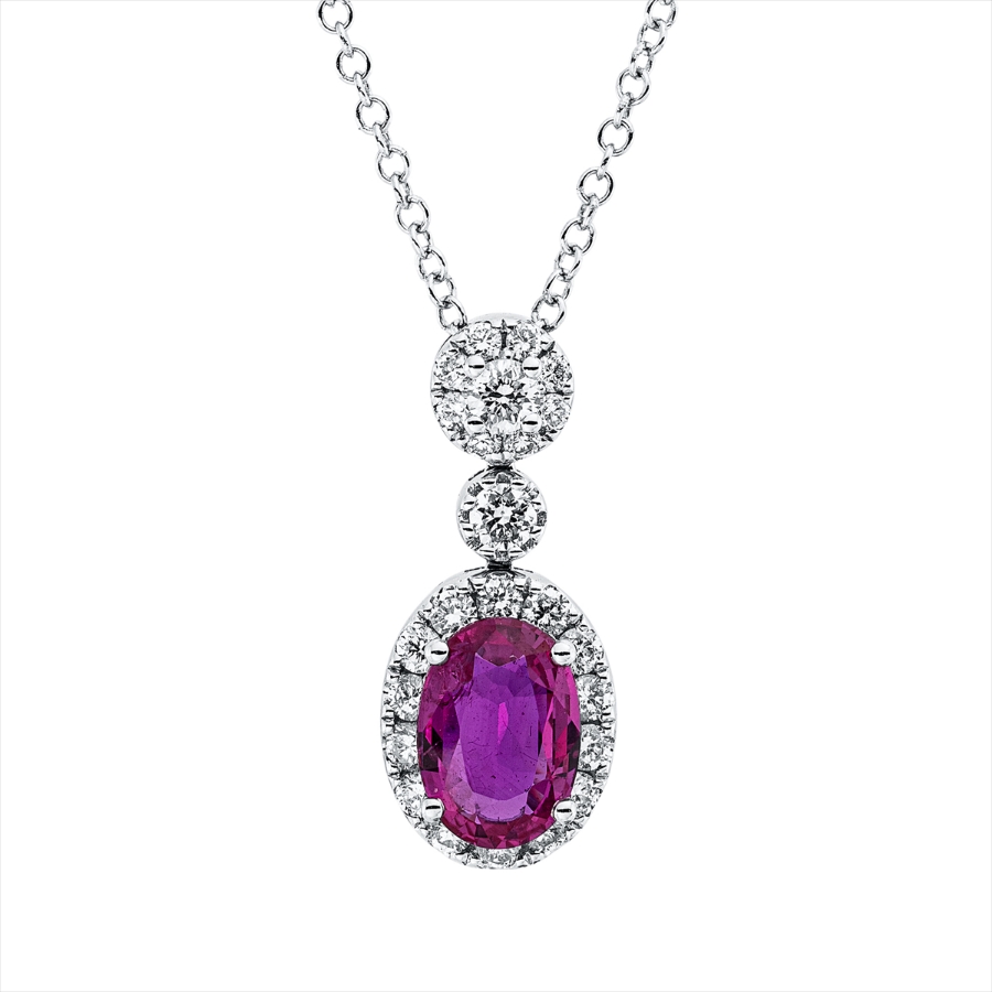 Collier 14 kt WG, mit ZÖ 43,2 cm + 45,7 cm