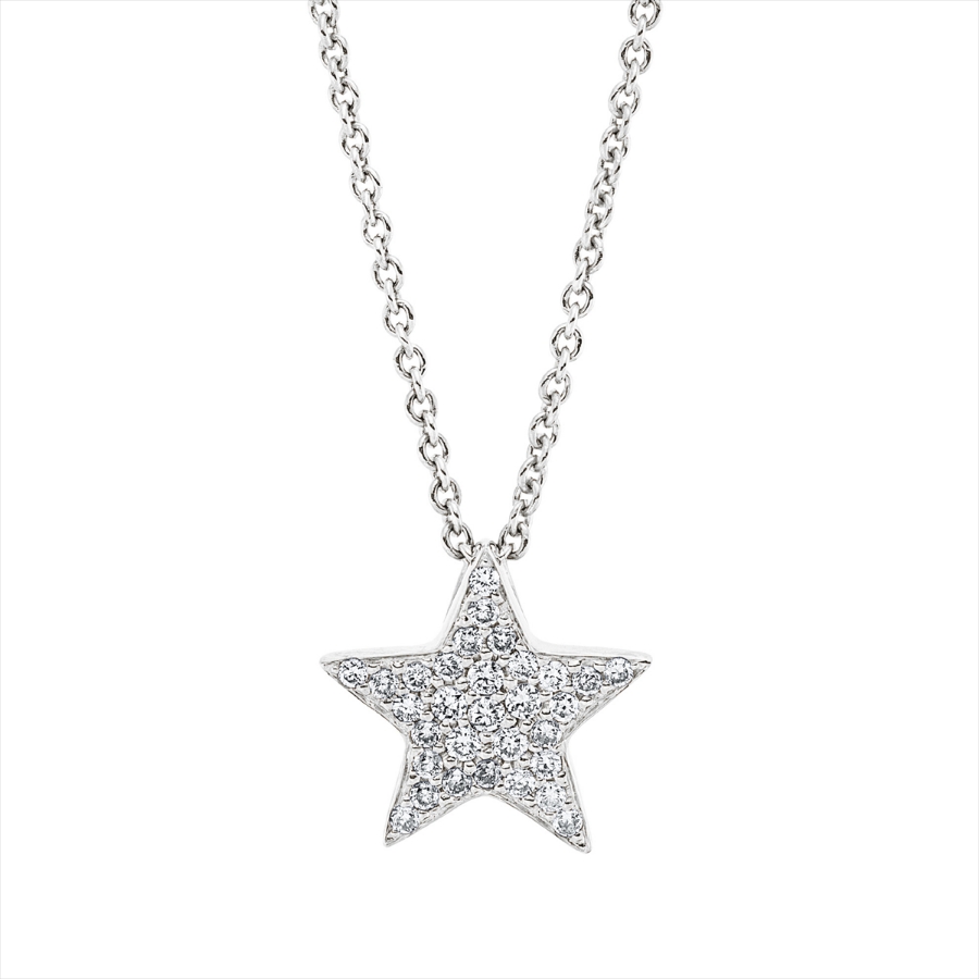 Collier 18 kt WG Stern, mit ZÖ 40 cm + 42 cm