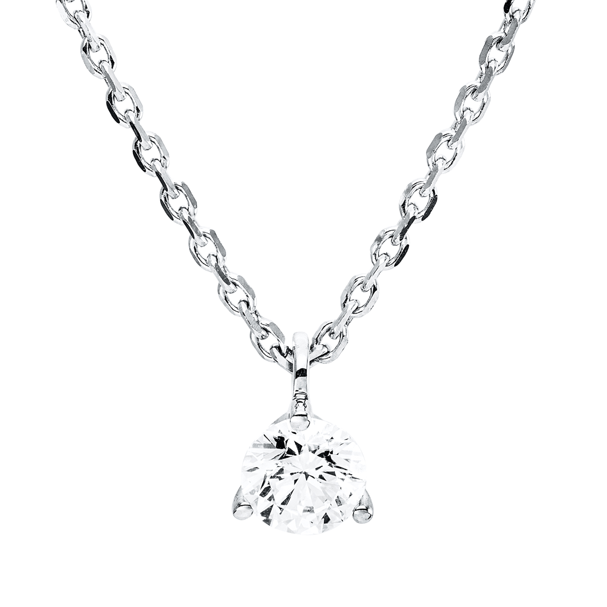 Solitaire Collier 3er-Krappe 18kt Weißgold GIA1529182957 mit 0,50ct Diamanten