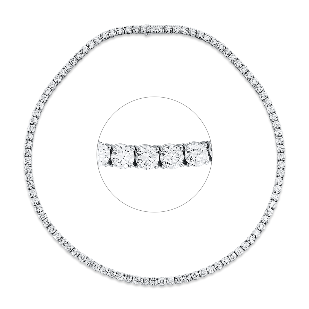 Tenniscollier 4er-Krappe 18kt Weißgold Premium Edition, 97 GIA's mit 30,67ct Diamanten
