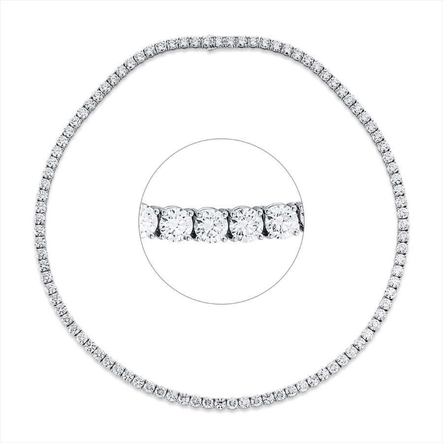 Tenniscollier 4er-Krappe 18kt Weißgold Premium Edition, 97 GIA's mit 30,67ct Diamanten