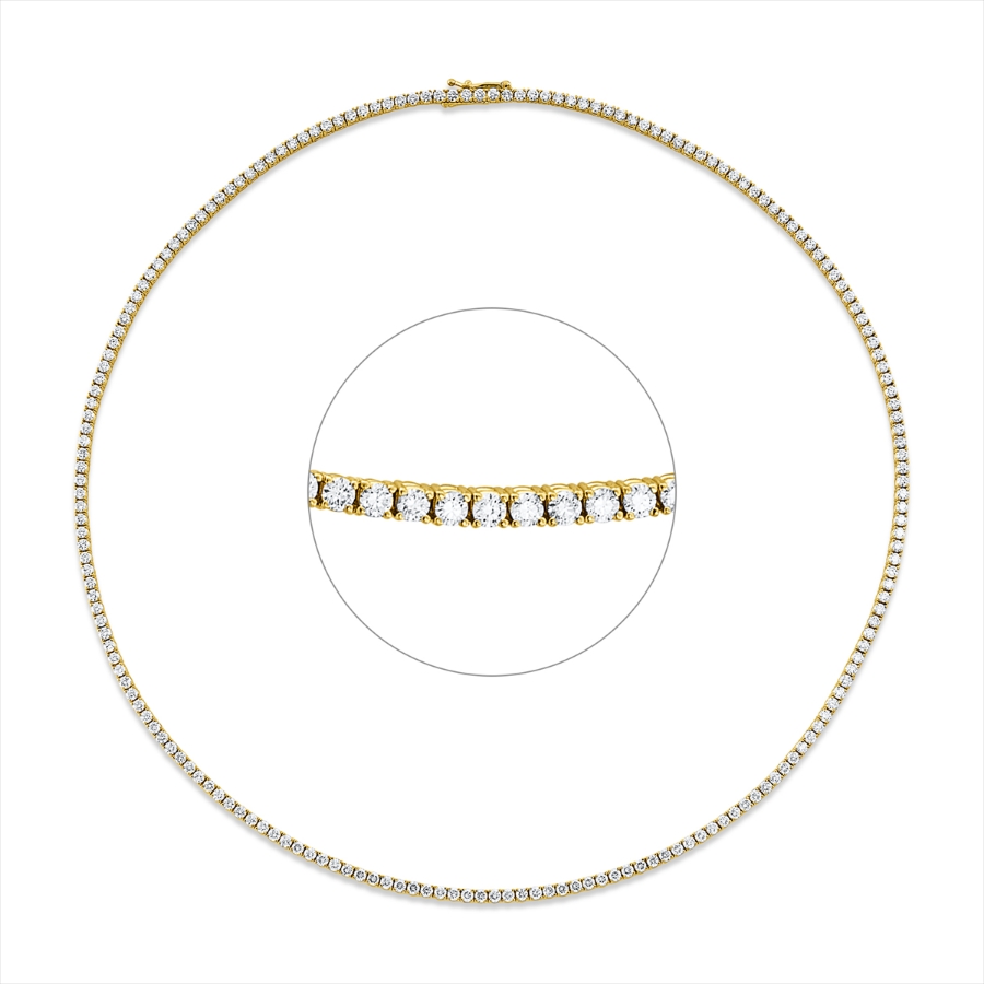 Tenniscollier 4er-Krappe 18kt Gelbgold Premium Edition mit 5,80ct Diamanten