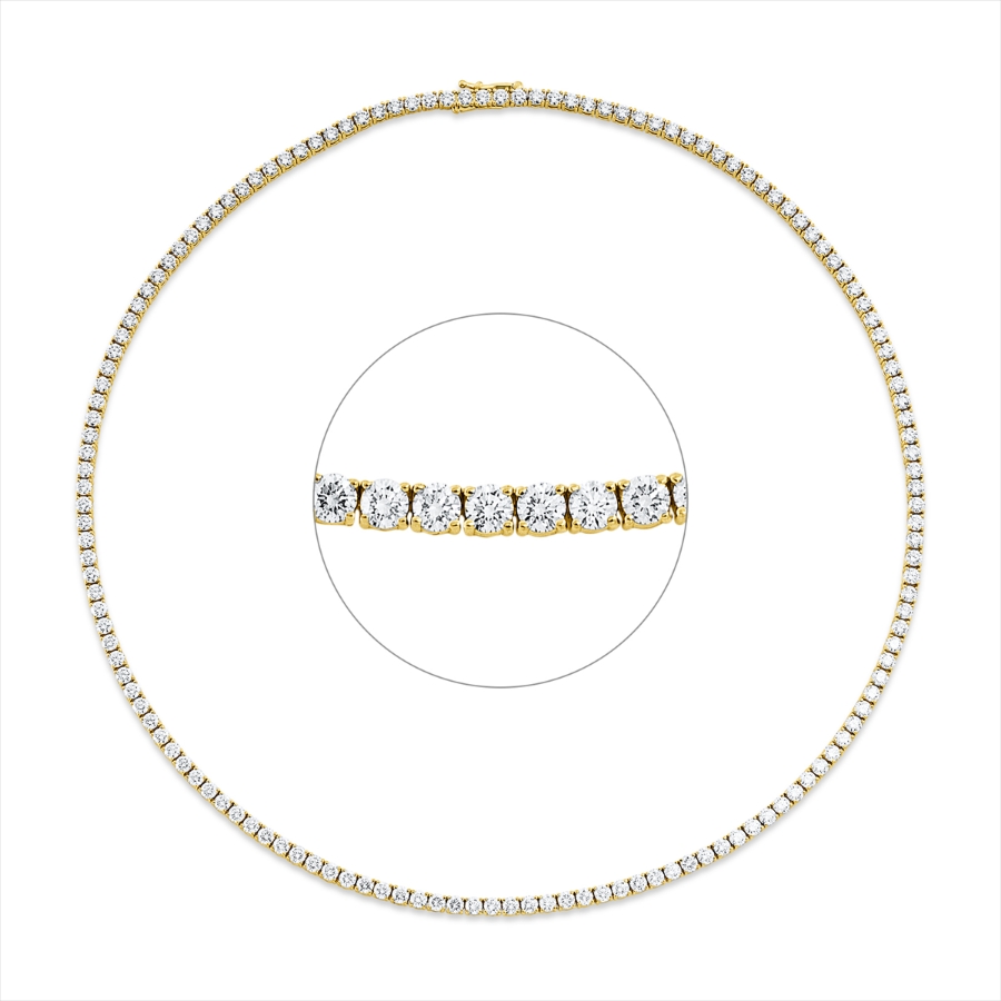 Tenniscollier 4er-Krappe 18kt Gelbgold Premium Edition mit 10,62ct Diamanten