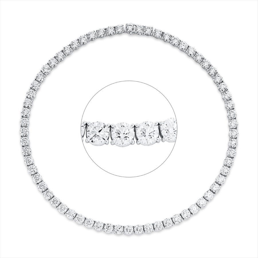 Tenniscollier 4er-Krappe 18kt Weißgold Premium Edition, 66 GIA's mit 59,44ct Diamanten