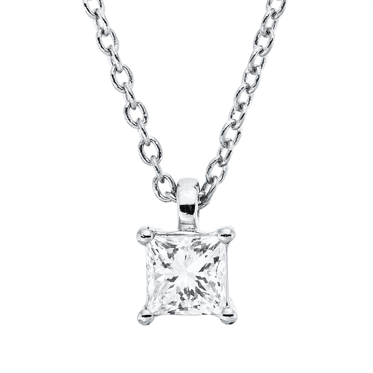 Solitaire Collier  18kt Weißgold mit ZÖ 42 cm mit 0,19ct Diamanten