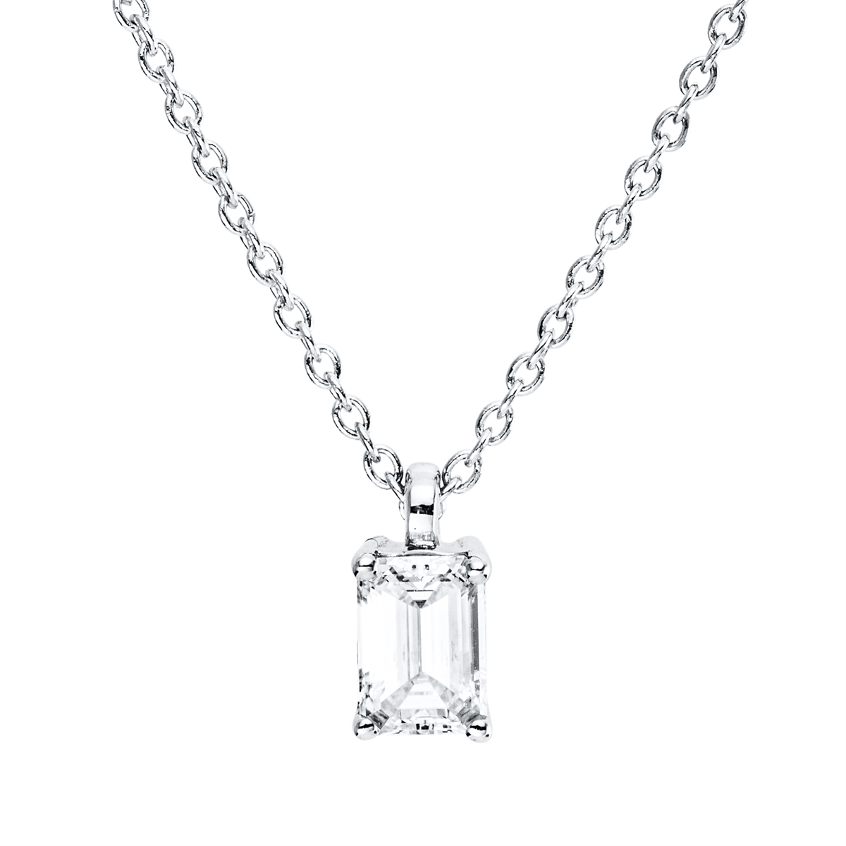 Solitaire Collier  18kt Weißgold GIA2527784791, ZÖ 42 cm mit 0,30ct Diamanten