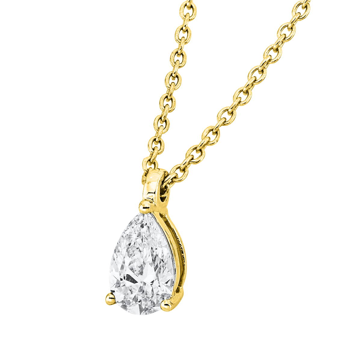 Solitaire Collier  18kt Gelbgold GIA6522425263, ZÖ 42 cm mit 0,30ct Diamanten