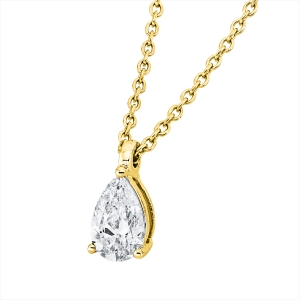 Solitaire Collier  18kt Gelbgold GIA6522425263, ZÖ 42 cm mit 0,30ct Diamanten