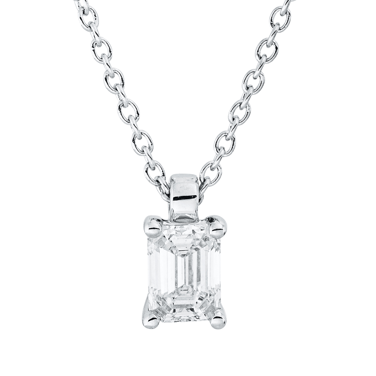 Solitaire Collier 4er-Krappe 18kt Weißgold GIA7528183809, mit ZÖ 42 cm mit 0,30ct Diamanten