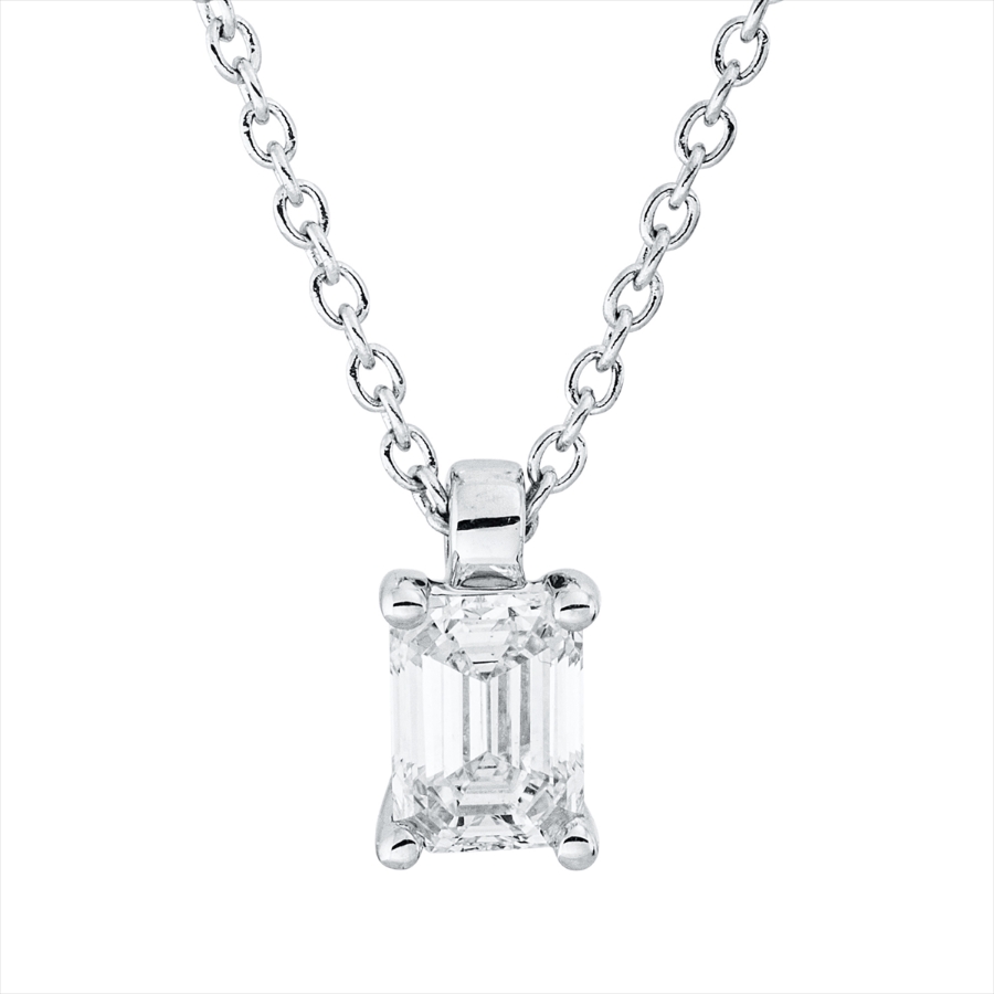 Solitaire Collier 4er-Krappe 18kt Weißgold GIA7528183809, mit ZÖ 42 cm mit 0,30ct Diamanten