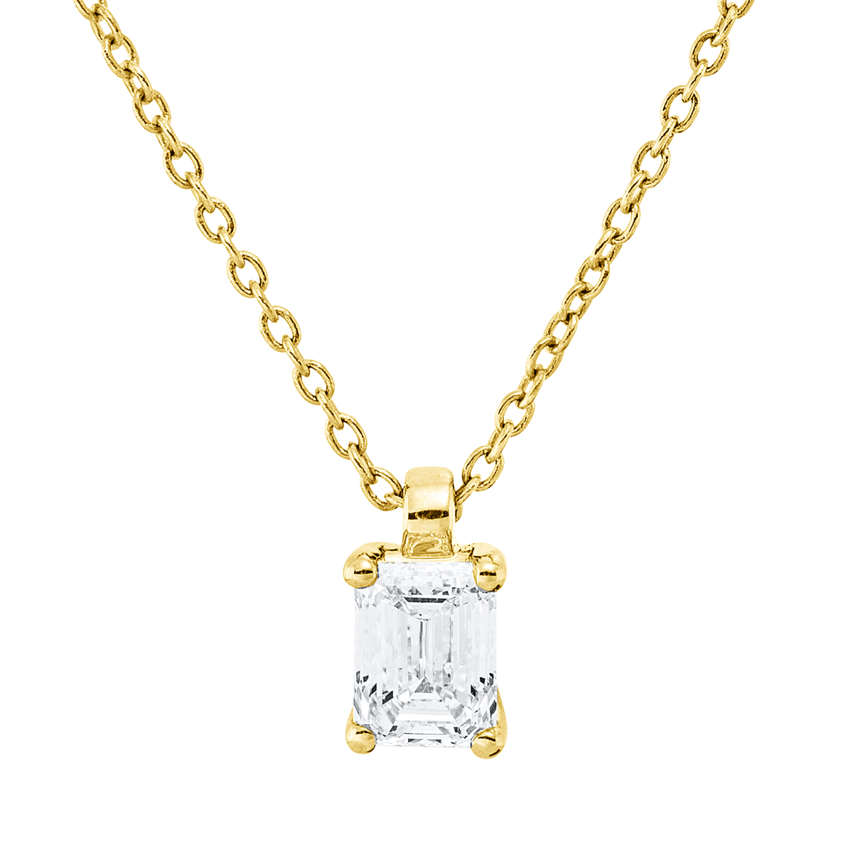 Solitaire Collier 4er-Krappe 18kt Gelbgold GIA6525317573, mit ZÖ 42 cm mit 0,40ct Diamanten