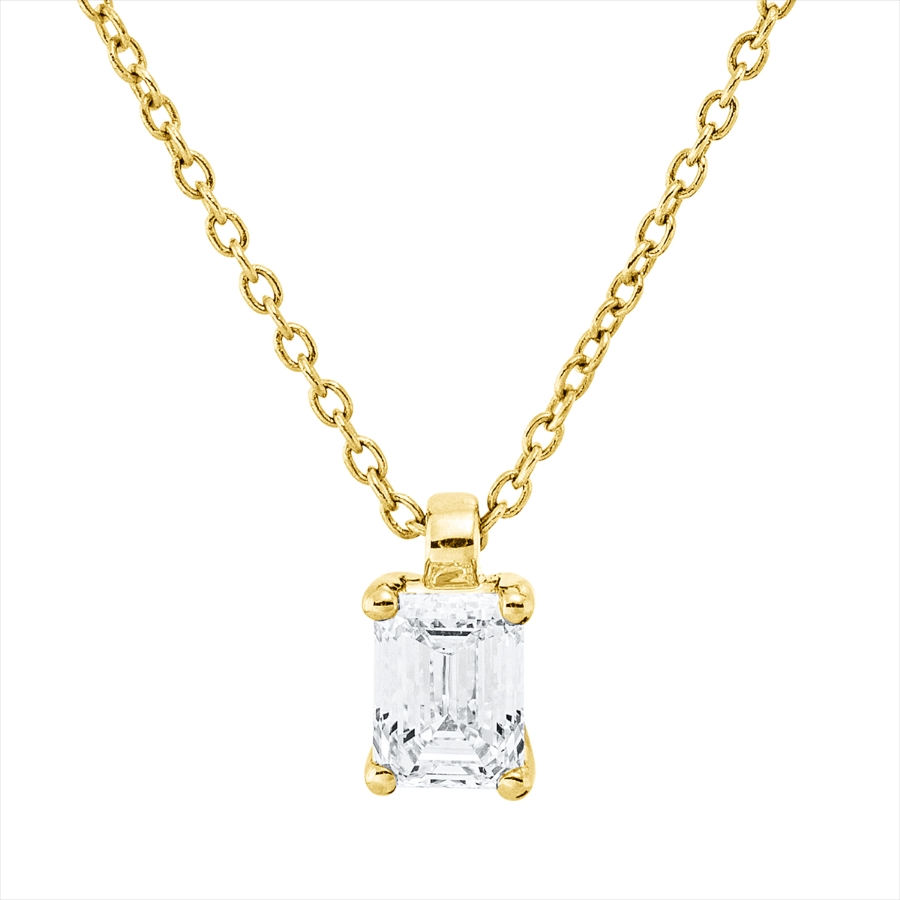 Solitaire Collier 4er-Krappe 18kt Gelbgold GIA6525317573, mit ZÖ 42 cm mit 0,40ct Diamanten
