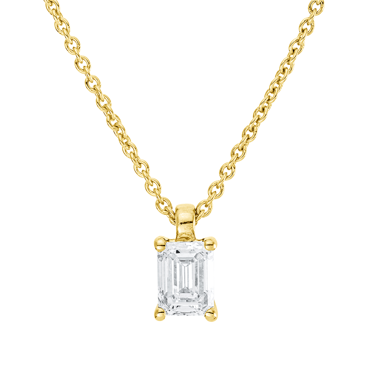 Solitaire Collier 4er-Krappe 18kt Gelbgold GIA1528832323, mit ZÖ 42 cm mit 0,50ct Diamanten