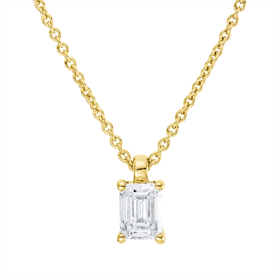 Solitaire Collier 4er-Krappe 18kt Gelbgold GIA1528832323, mit ZÖ 42 cm mit 0,50ct Diamanten