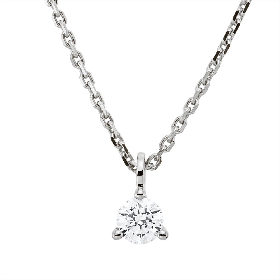 Solitaire Collier 3er-Krappe 18kt Weißgold mit ZÖ 42 cm mit 0,25ct Diamanten
