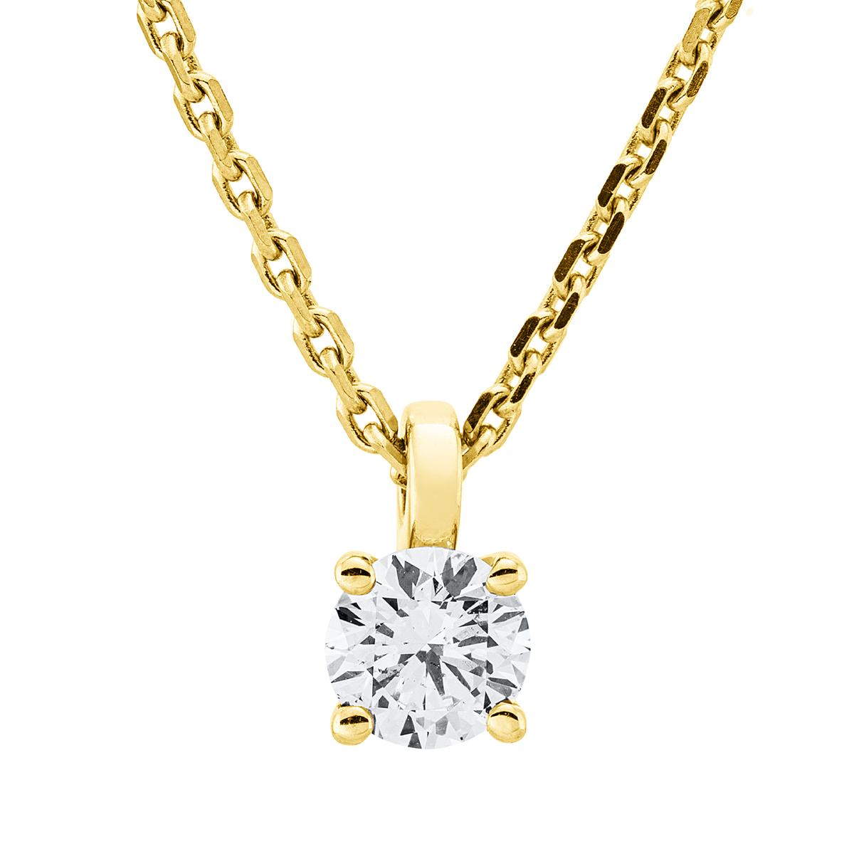 Solitaire Collier 4er-Krappe 18kt Gelbgold GIA6442879103, ZÖ 42 cm mit 0,31ct Diamanten