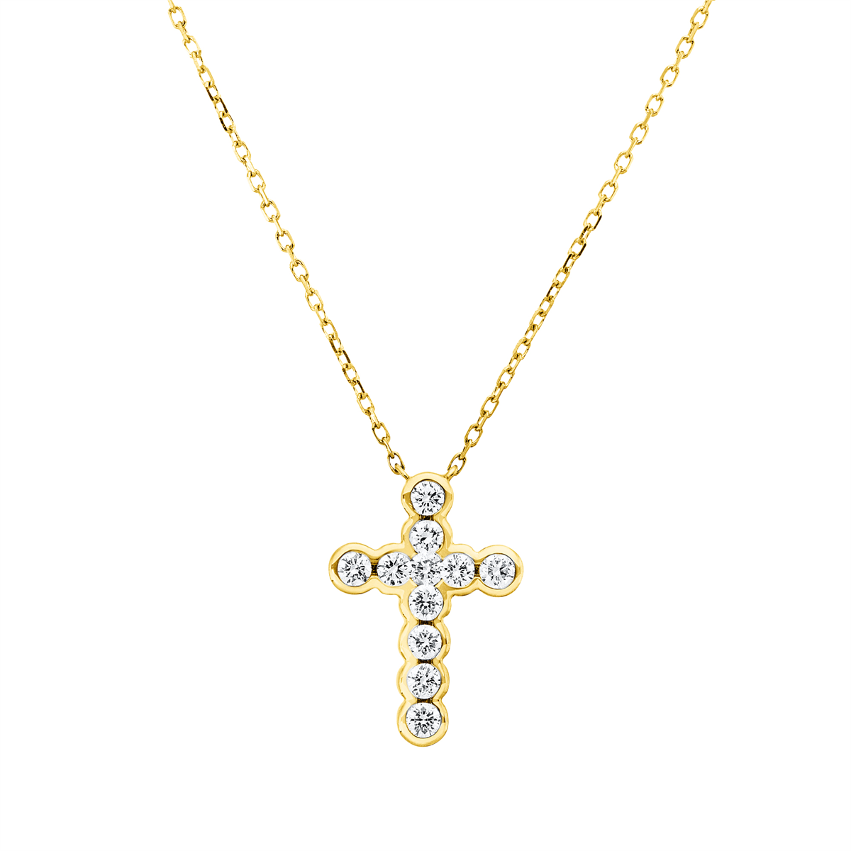 Collier 18 kt GG Kreuz, mit ZÖ 40,6 cm