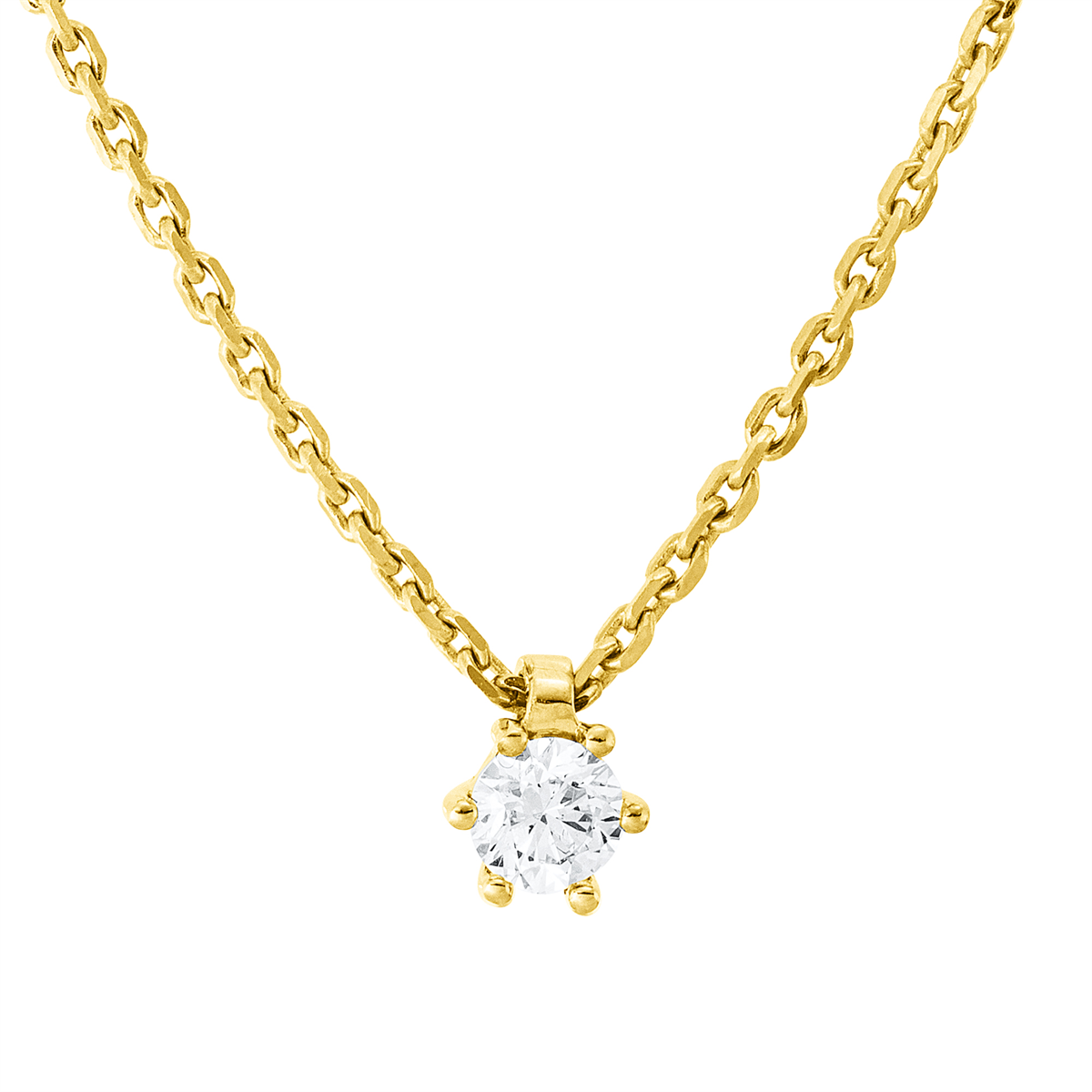 Solitaire Collier 6er-Krappe 18kt Gelbgold mit ZÖ 42 cm mit 0,15ct Diamanten
