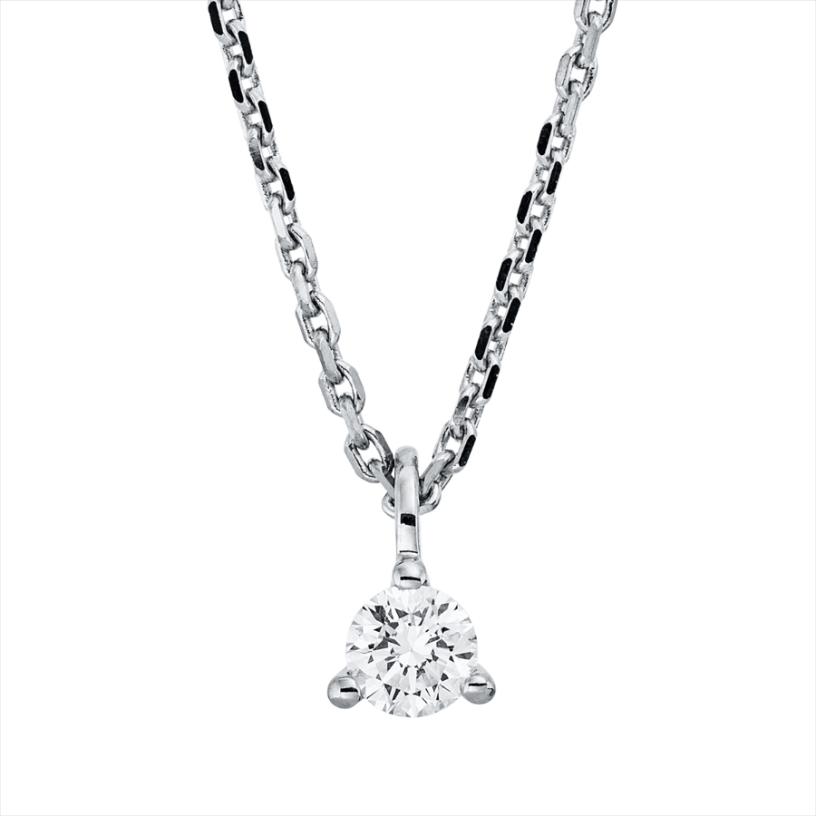 Solitaire Collier 3er-Krappe 18kt Weißgold mit ZÖ 42 cm mit 0,15ct Diamanten