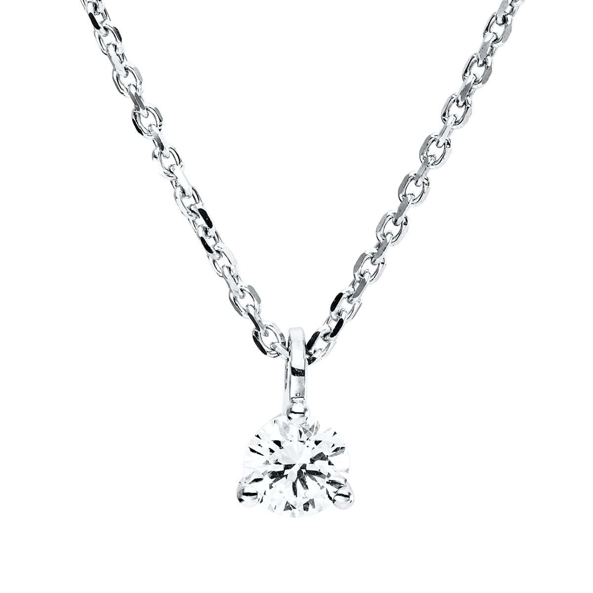 Solitaire Collier 3er-Krappe 18kt Weißgold GIA6282053324, mit ZÖ 42 cm mit 0,31ct Diamanten