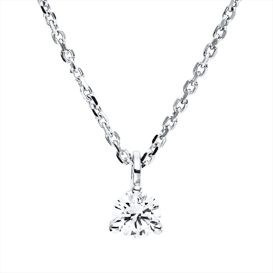 Solitaire Collier 3er-Krappe 18kt Weißgold GIA6282053324, mit ZÖ 42 cm mit 0,31ct Diamanten