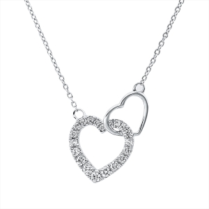 Collier 18 kt WG Herz, mit ZÖ 40 cm + 42,5 cm