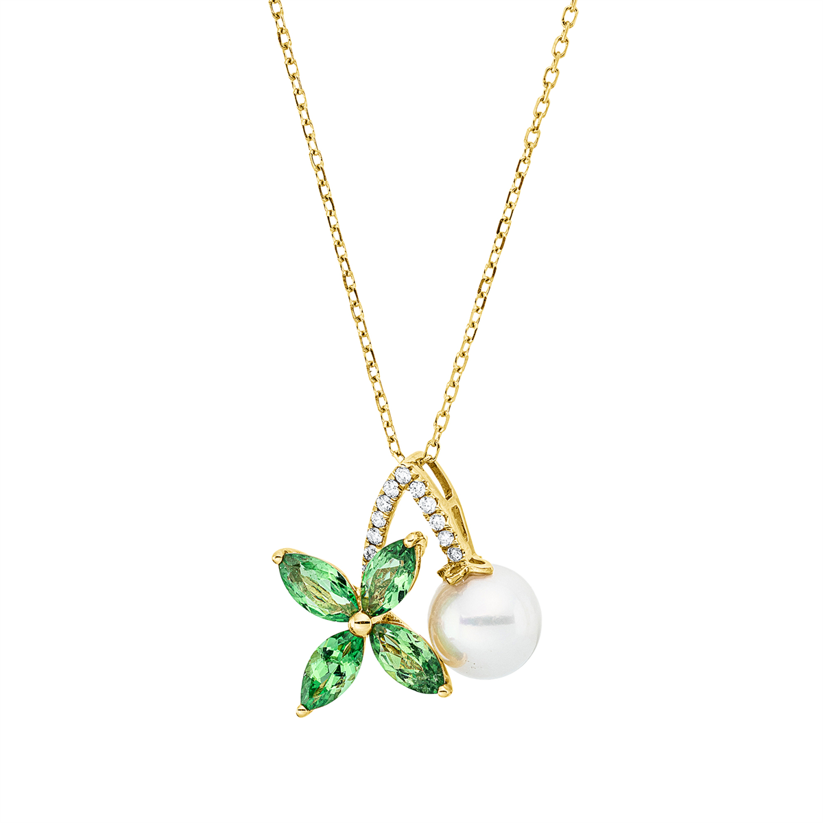 Collier  18kt Gelbgold mit ZÖ 40 cm mit Farbstein