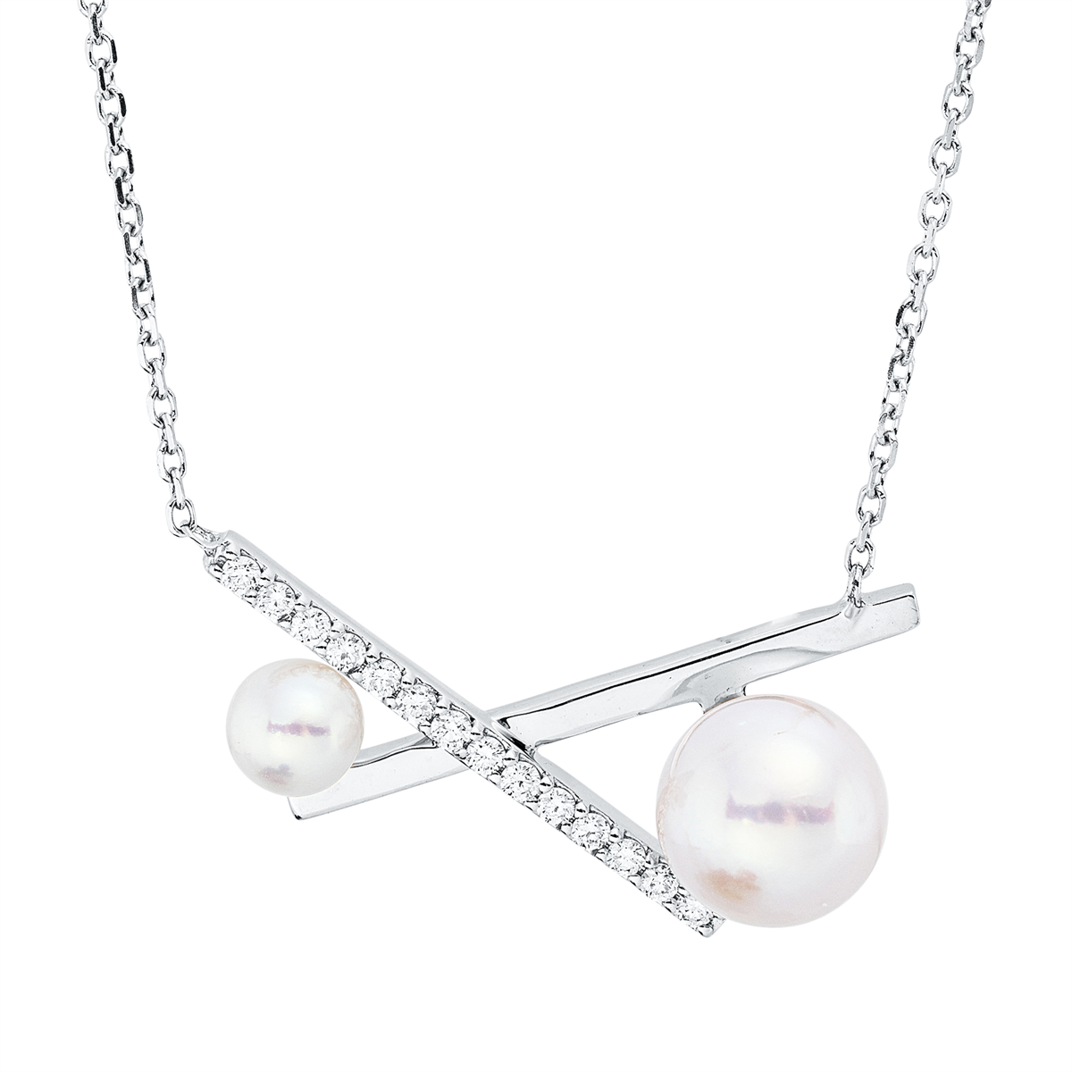 Collier  18kt Weißgold mit ZÖ 40 cm mit 0,14ct Diamanten