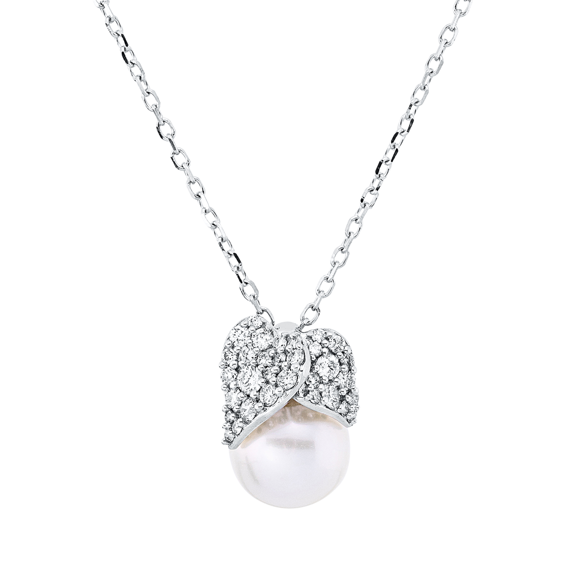 Collier  18kt Weißgold mit ZÖ 40 cm mit 0,18ct Diamanten