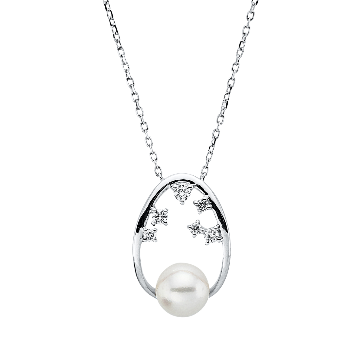 Collier  18kt Weißgold mit ZÖ 40 cm mit 0,13ct Diamanten