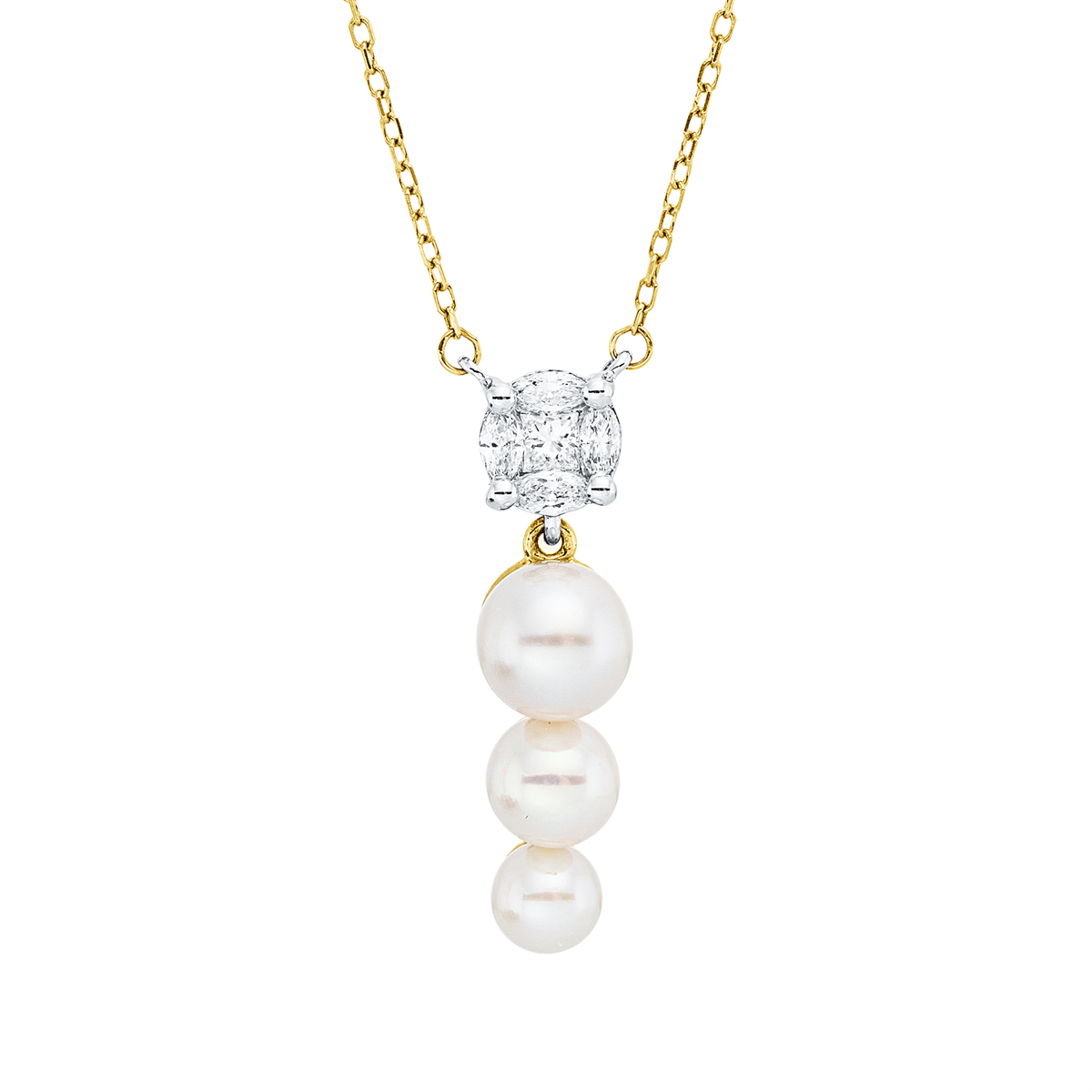 Collier  18kt Gelbgold / Weißgold mit ZÖ 40 cm mit 0,18ct Diamanten