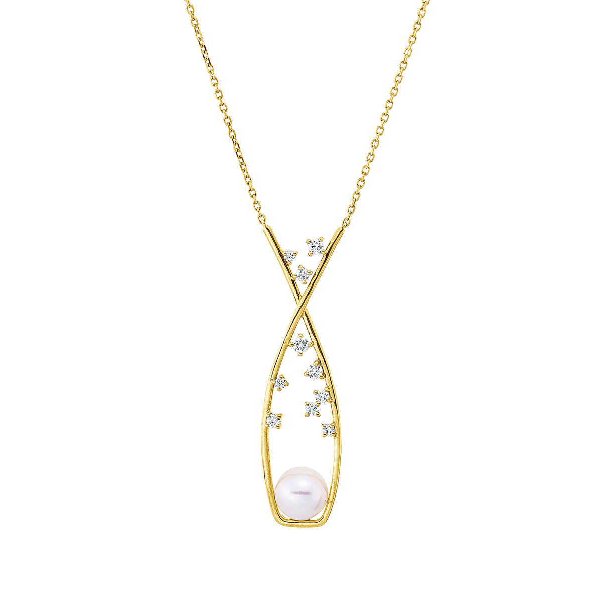 Collier  18kt Gelbgold mit ZÖ 40 cm mit 0,26ct Diamanten