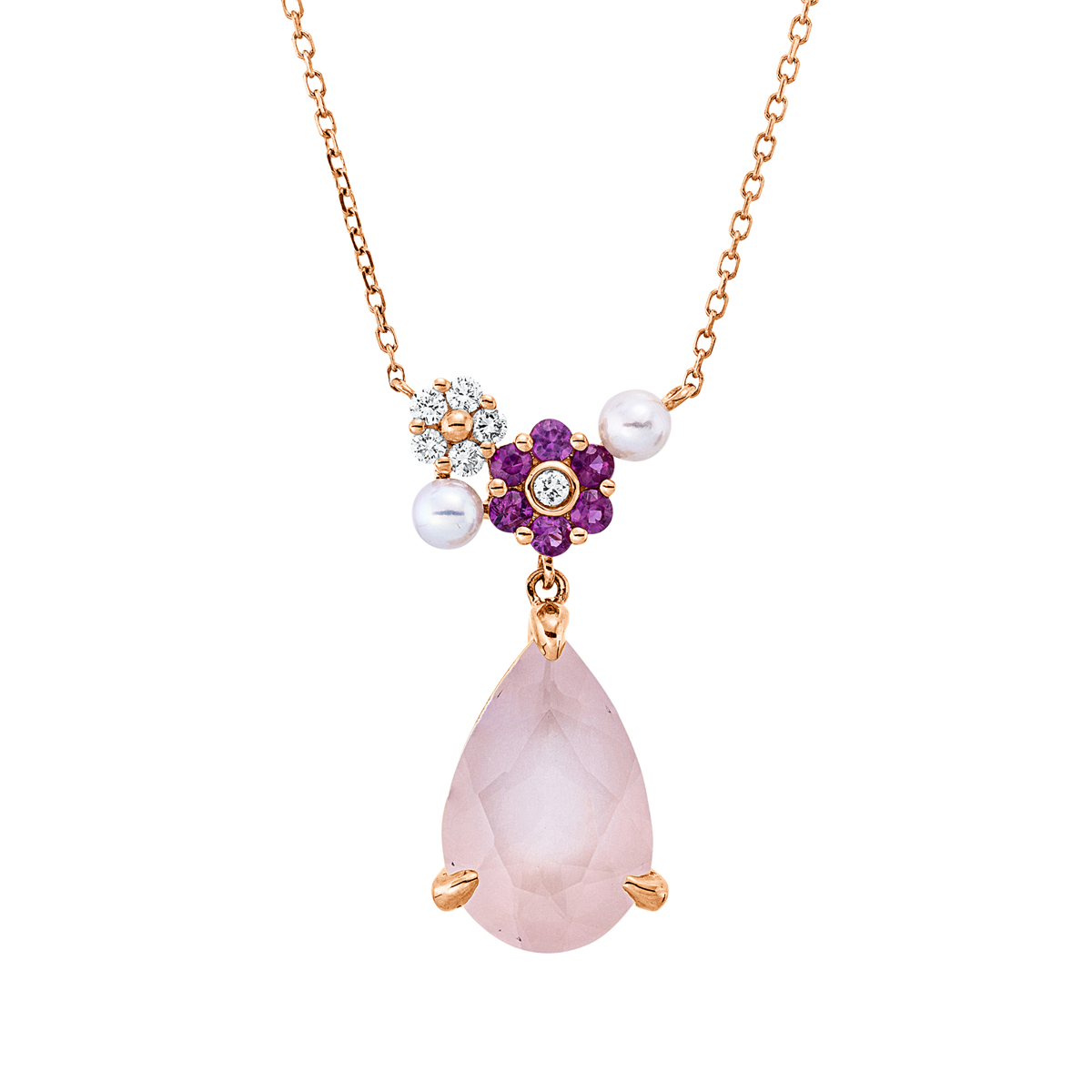 Collier 18 kt RG, mit ZÖ 40 cm