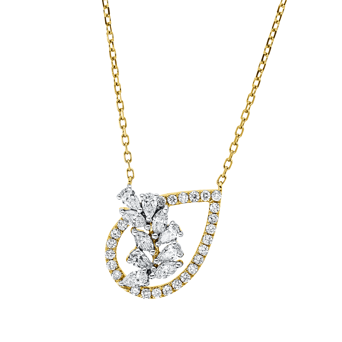 Collier 18 kt GG+WG, mit ZÖ 40 cm