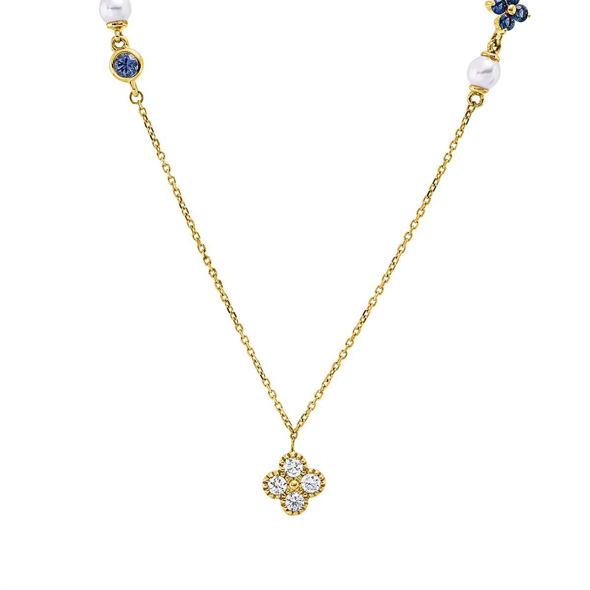 Collier  18kt Gelbgold mit ZÖ 40 cm mit Farbstein