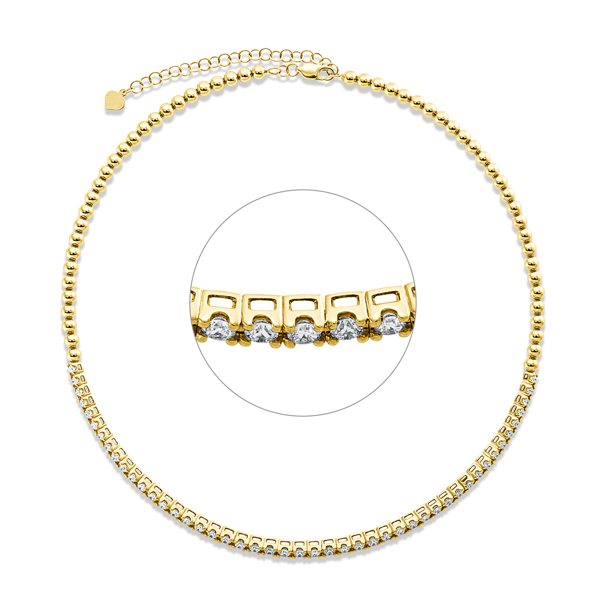 Tenniscollier  18kt Gelbgold choker, mit ZÖ 34,5 cm mit 2,11ct Diamanten