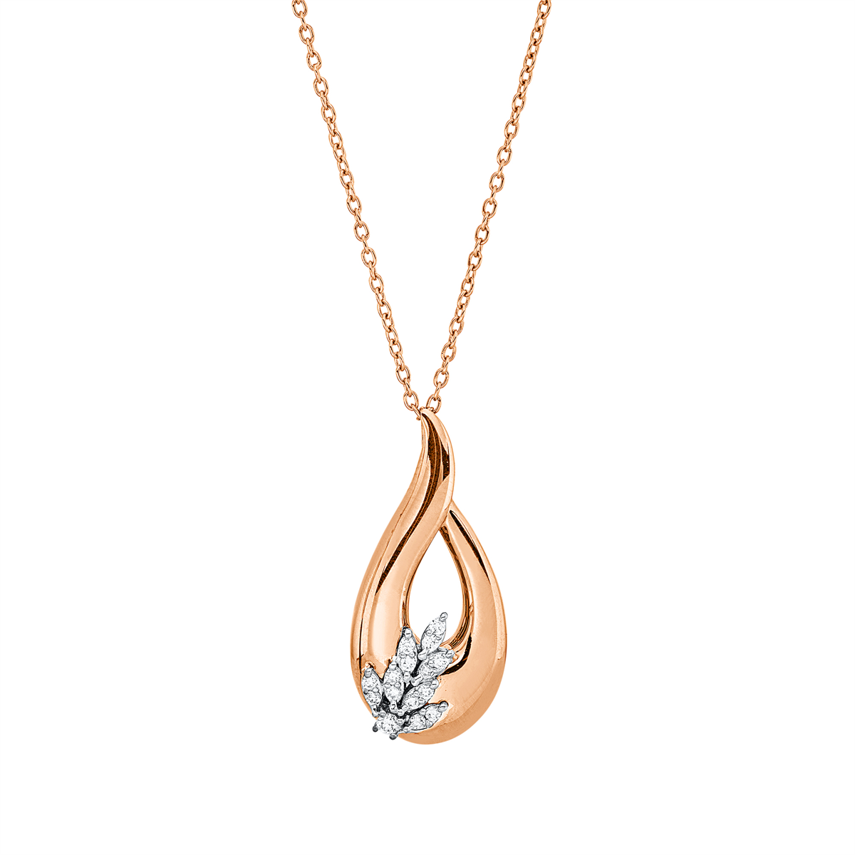 Collier 18 kt RG+WG, mit ZÖ 40,6 cm