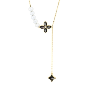 Collier  18kt Gelbgold mit Silikonverschluss bei 42 c mit Farbstein