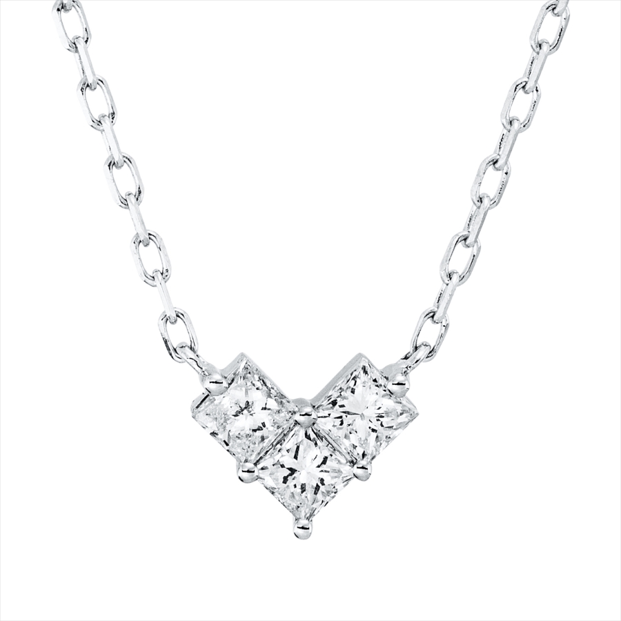 Collier 18 kt WG Herz, ZÖ 40,6+43 cm