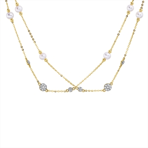 Collier  18kt Gelbgold Fassung rhodiniert mit 0,25ct Diamanten