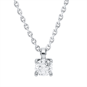 Solitaire Collier 4er-Krappe 18kt Weißgold GIA7528217234, mit ZÖ 42 cm mit 0,50ct Diamanten