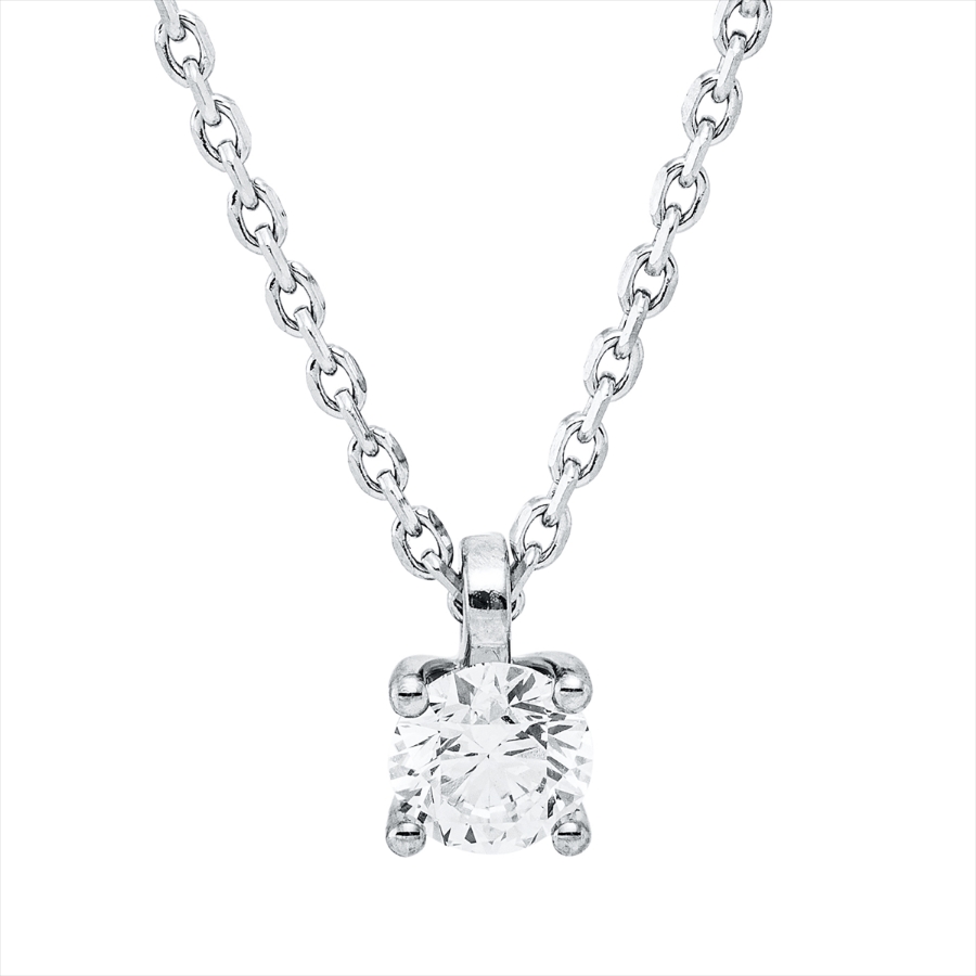 Solitaire Collier 4er-Krappe 18kt Weißgold GIA7528217234, mit ZÖ 42 cm mit 0,50ct Diamanten