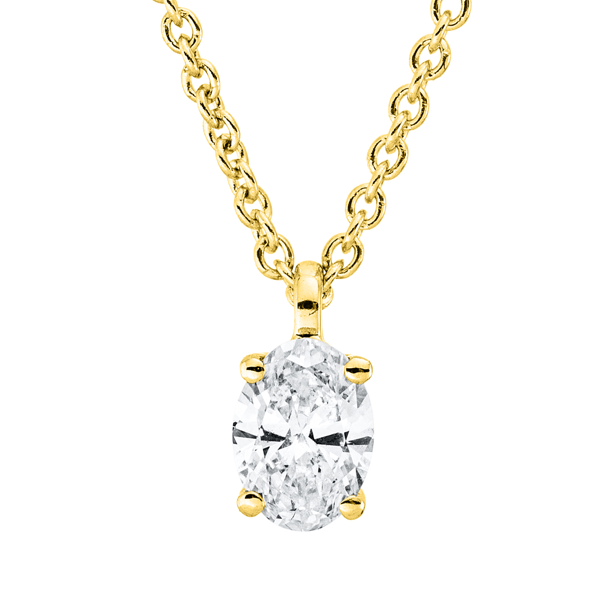Solitaire Collier 4er-Krappe 18kt Gelbgold mit ZÖ 42 cm mit 0,20ct Diamanten