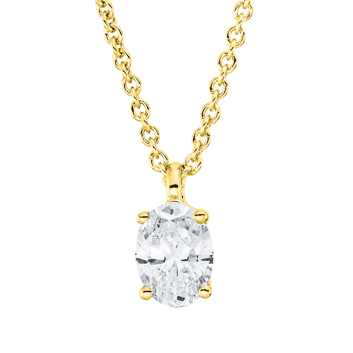 Solitaire Collier 4er-Krappe 18kt Gelbgold mit ZÖ 42 cm mit 0,26ct Diamanten