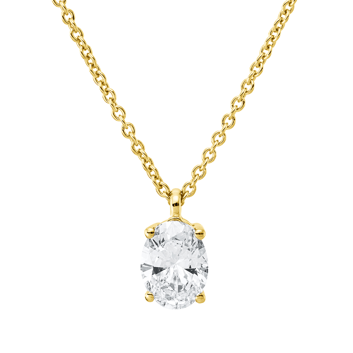 Solitaire Collier 4er-Krappe 18kt Gelbgold mit ZÖ 42 cm mit 0,40ct Diamanten