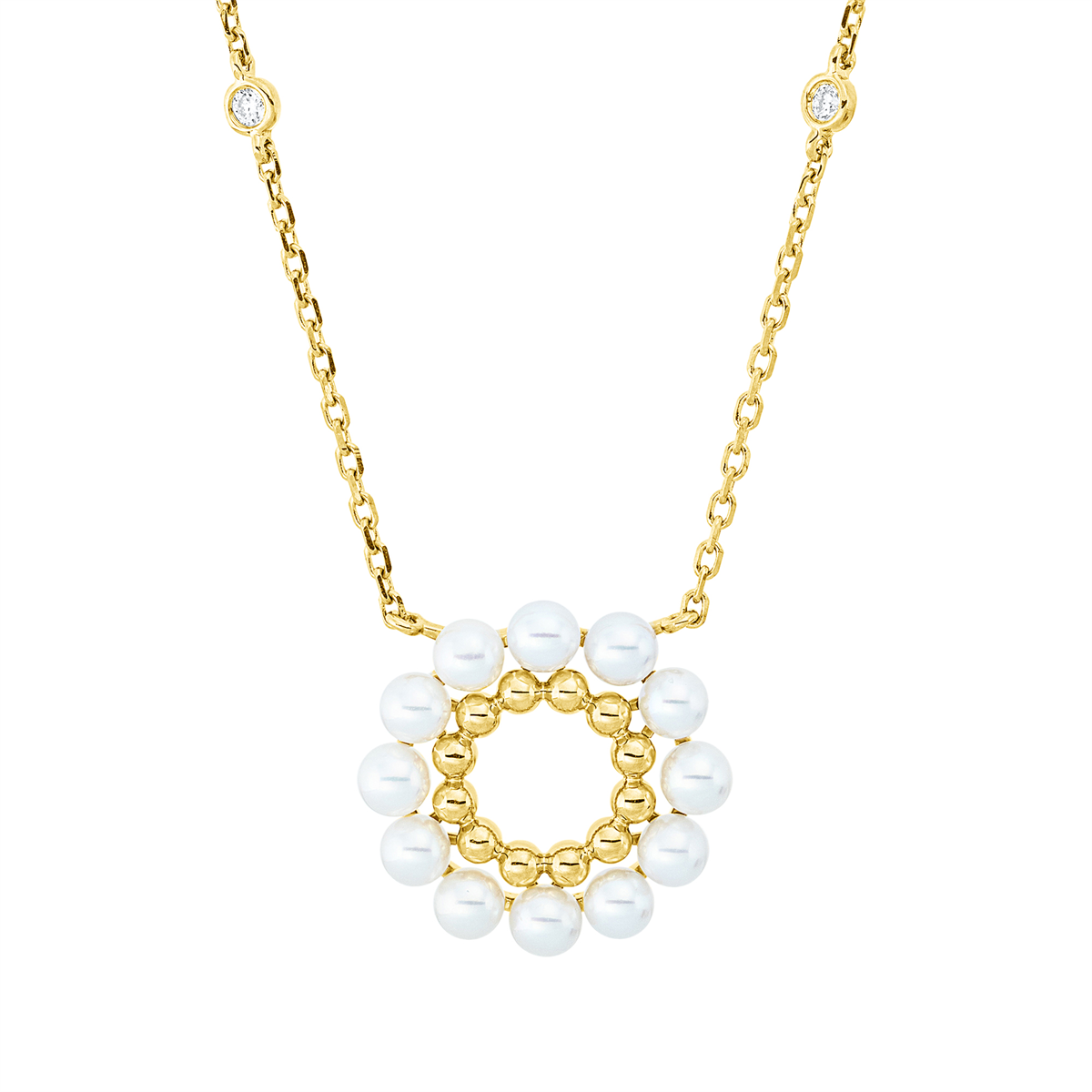 Collier  18kt Gelbgold mit ZÖ 40 cm + 43 cm mit 0,05ct Diamanten