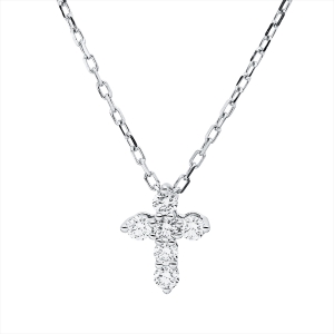 Collier 18 kt WG Kreuz, mit ZÖ 42 cm