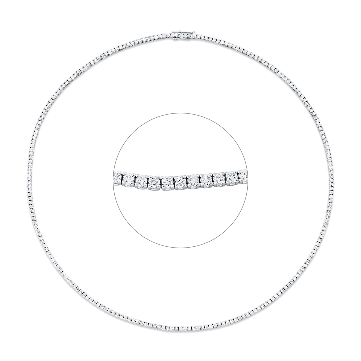 Tenniscollier 4er-Krappe 18kt Weißgold mit 4,10ct Diamanten