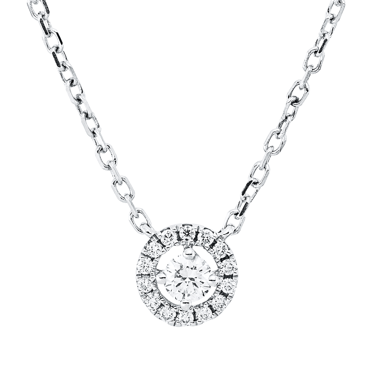 Collier 18 kt WG, mit ZÖ 40 cm + 42,5 cm