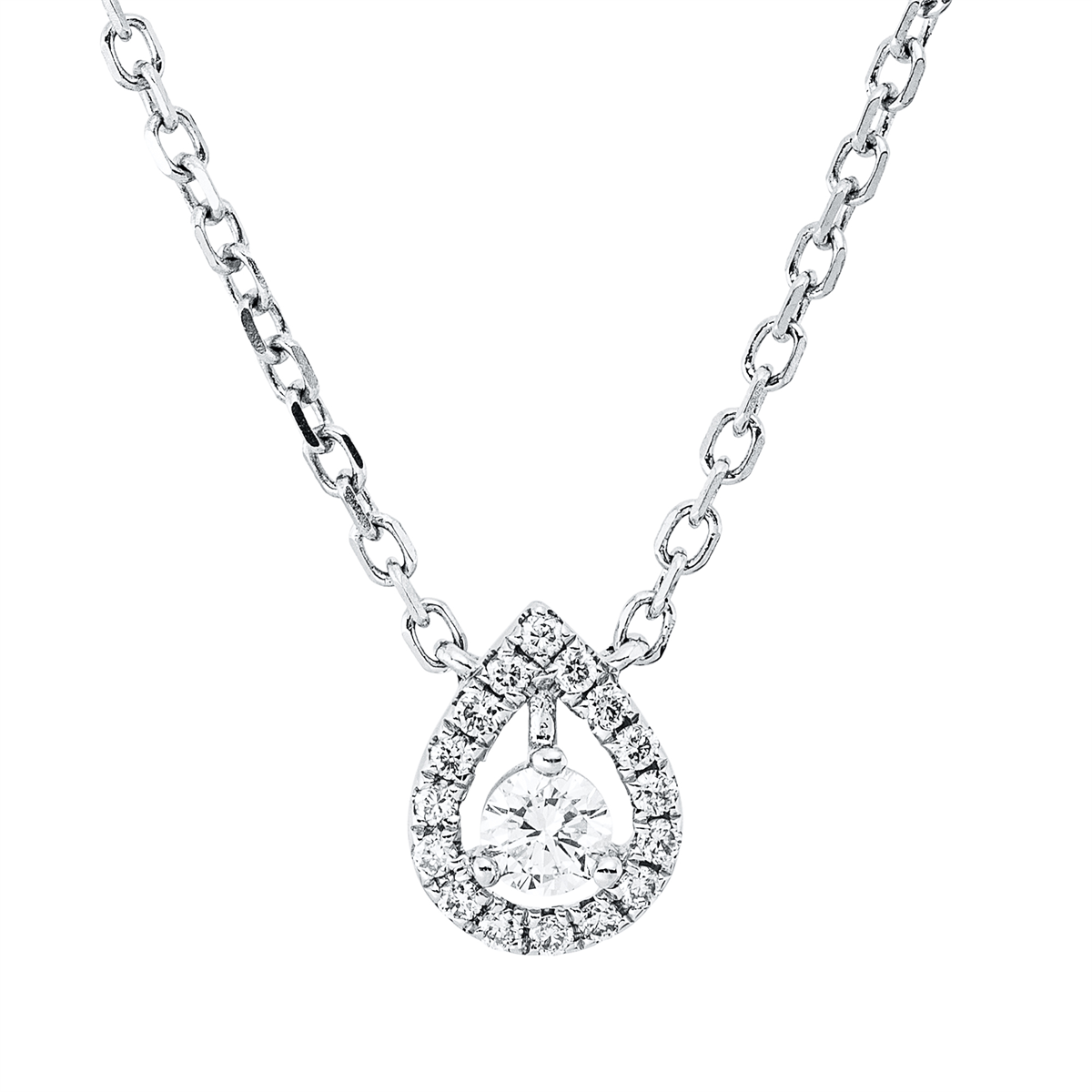 Collier 18 kt WG, mit ZÖ 40 cm + 43 cm